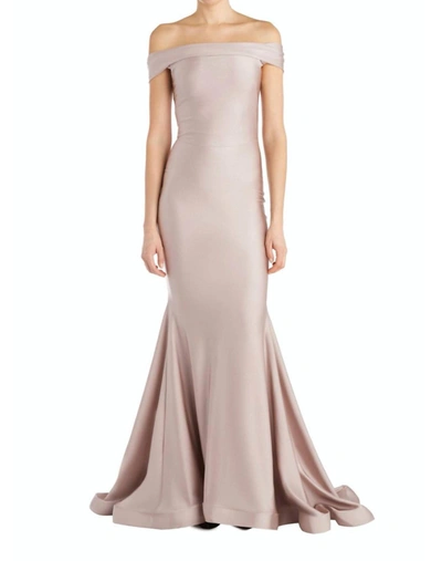 Shop Issue New York Classic Off The Shoulder Evening Gown In Blush In Beige