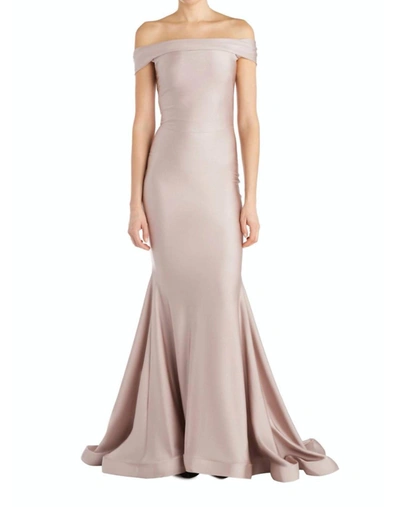 Issue New York Classic Off The Shoulder Evening Gown In Blush In Beige