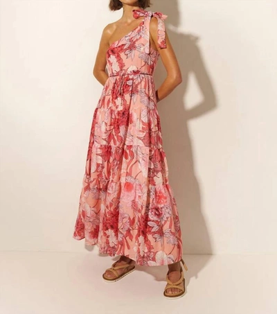 Shop Kivari Freya One Shoulder Maxi Dress In Pink Floral