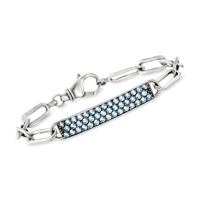 Shop Ross-simons Sky Blue Topaz Paper Clip Link Bar Bracelet In Sterling Silver