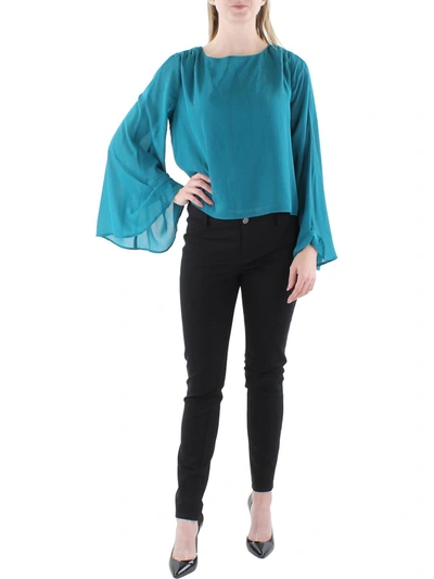 Shop Jessica Simpson Womens Cropped Crewneck Blouse In Blue