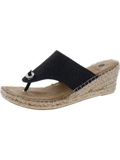 Shop White Mountain Beachball Womens Slip On Thong Wedge Sandals In Black