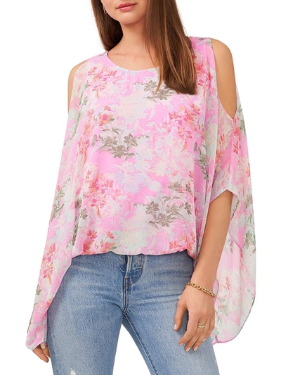 Shop Vince Camuto Womens Floral Cold Shoulder Blouse In Pink