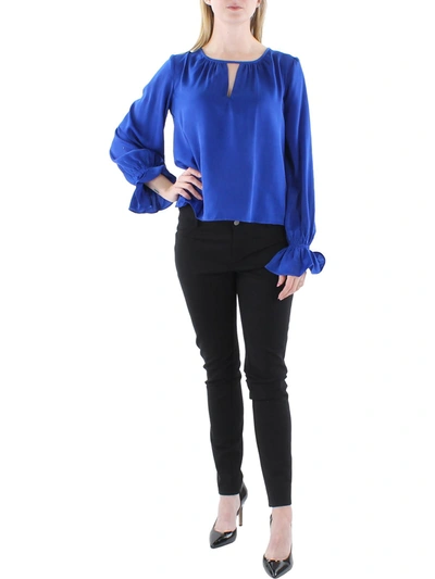 Shop Dkny Womens Causal Suede Pullover Top In Blue