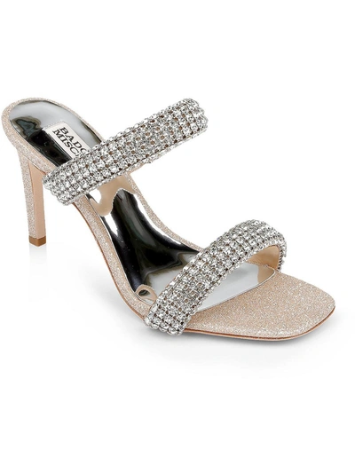 Shop Badgley Mischka Sade Womens Glitter Slip On Heels In Silver