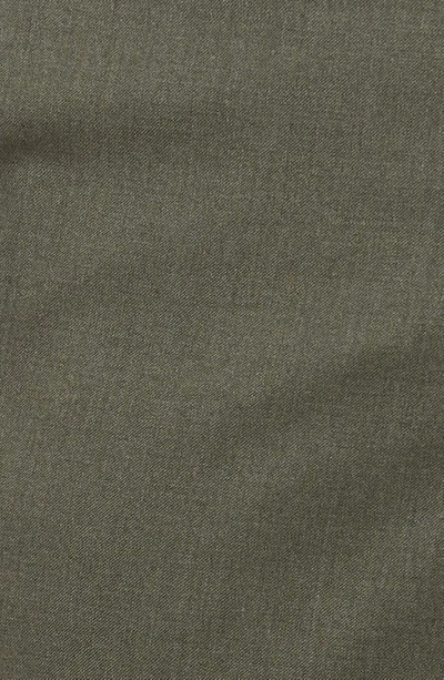 Berle Flat Front Modern Fit Gabardine Stretch Wool Trousers In Olive