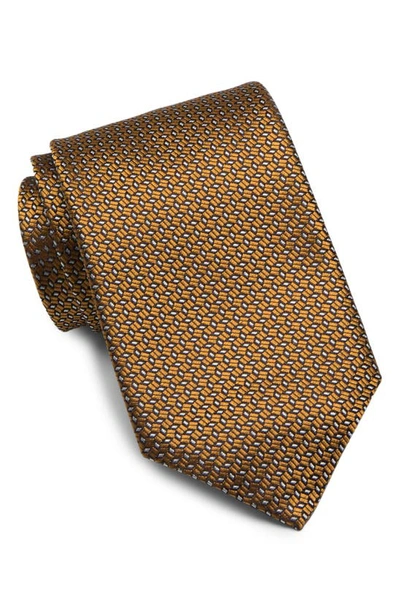 Shop Canali Micropattern Silk Tie In Yellow