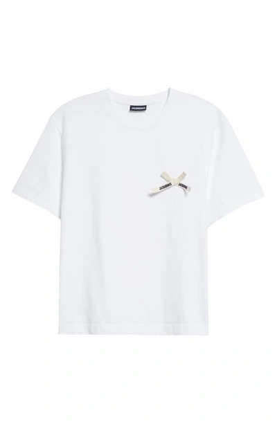 Shop Jacquemus Le T-shirt Grosgrain Ribbon Cotton T-shirt In White