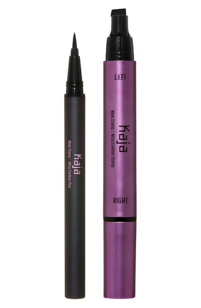 Shop Kaja Wink Stamp Waterproof Wing Eyeliner Stamp & Pen In Black