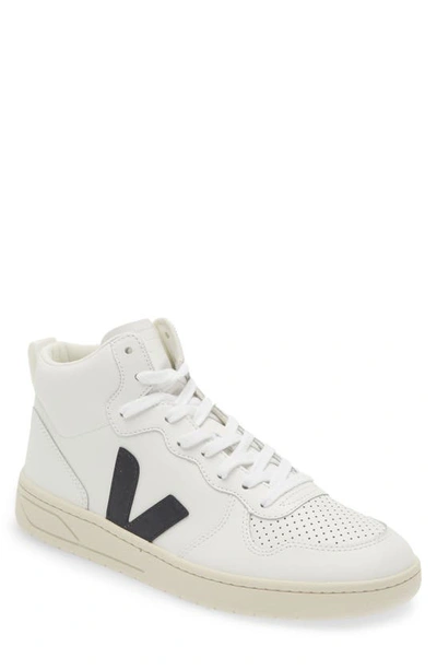 Shop Veja V-15 High Top Sneaker In Extra-white Black