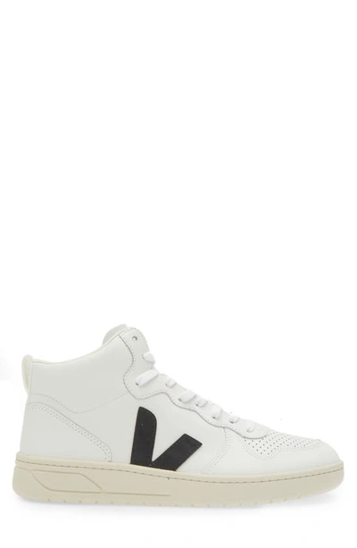 Shop Veja V-15 High Top Sneaker In Extra-white Black