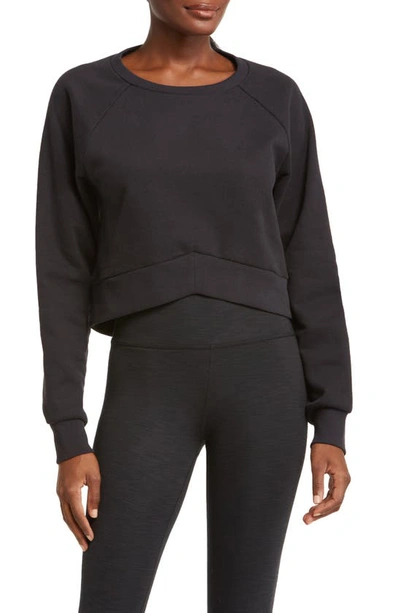 Shop Beyond Yoga Uplift Crop Sweatshirt In Black