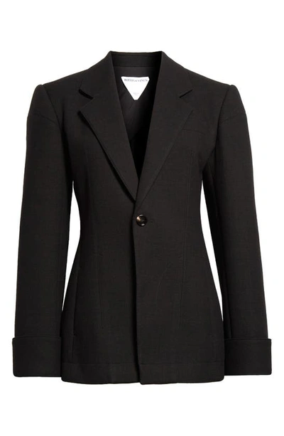 Shop Bottega Veneta Structured Double Mélange Jacket In 1000 Black