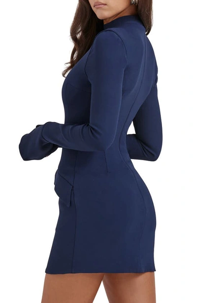 House Of Cb Mahalia Long Sleeve Minidress In Spruce Blue