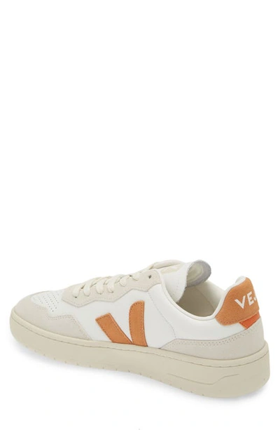 Shop Veja V-90 Leather Sneaker In Extra-white Umber