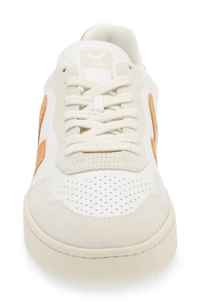 Shop Veja V-90 Leather Sneaker In Extra-white Umber