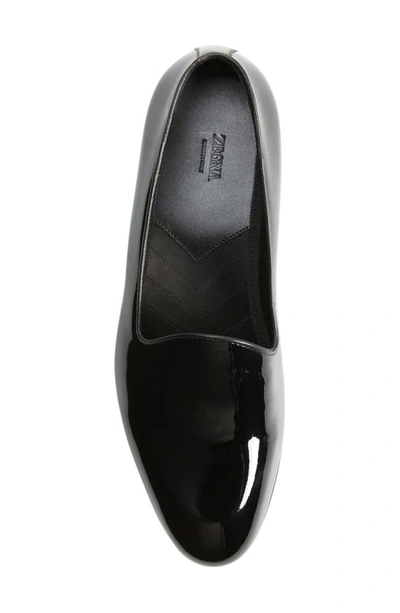 Zegna Chaussures Sans Lacets Gala En Cuir Noires In Black