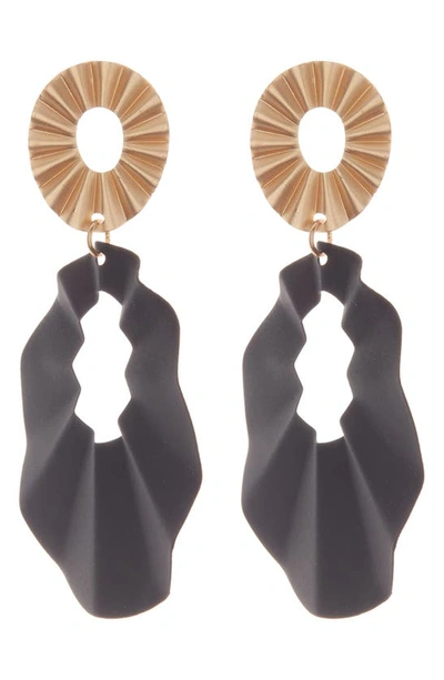 Shop Tasha Two-tone Textured Drop Earrings In Black