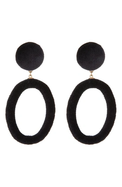 Shop Tasha Velvet Oval Drop Earrings In Black