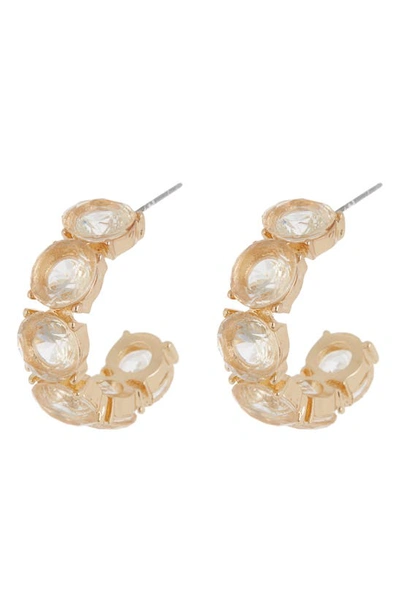 Shop Natasha Crystal Hoop Earrings In Gold Crysyal