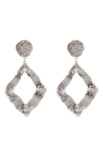Shop Tasha Textured Crystal Teardrop Earrings In Silver