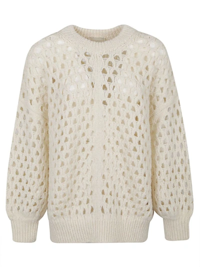 Isabel Marant Wool Jumper With Balloon Sleeves And Crew Neck In Beige