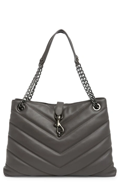 Shop Rebecca Minkoff Edie Quilted Calfskin Leather Tote In Graphite