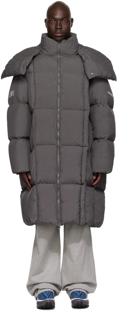 Shop Mm6 Maison Margiela Ssense Exclusive Gray Chenpeng Edition Down Coat In Light Grey