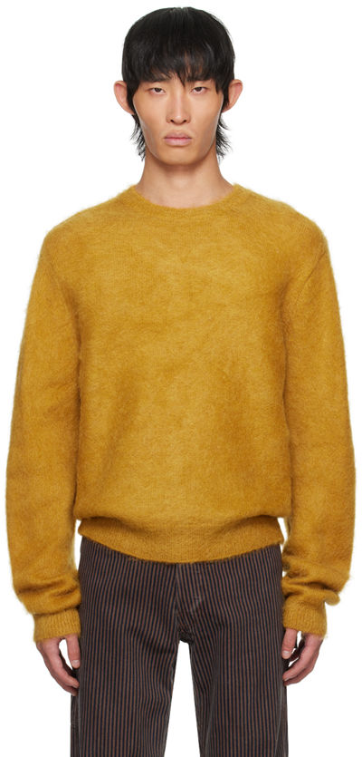 Shop Re/done Tan Classic Sweater In Mustard