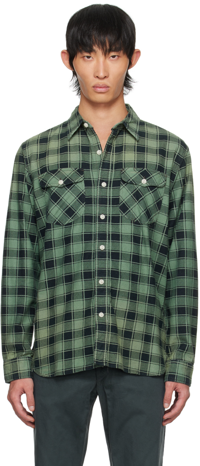 Shop Rrl Green & Black Check Shirt In Rl-659 Green/black