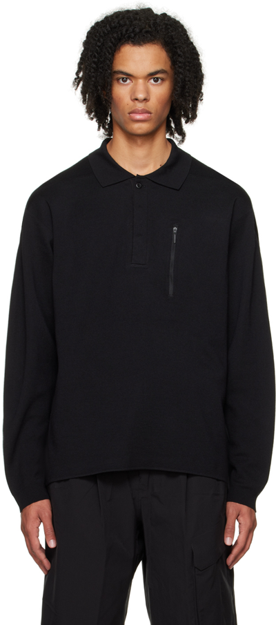 Shop Descente Black Fusion Knit Polo In Bk