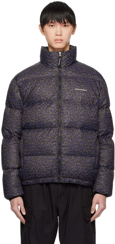 Shop Thisisneverthat Gray & Blue T Down Jacket In Brown/blue