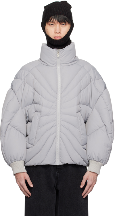 Shop Chen Peng Gray Grand Rose Down Jacket In Cpc550