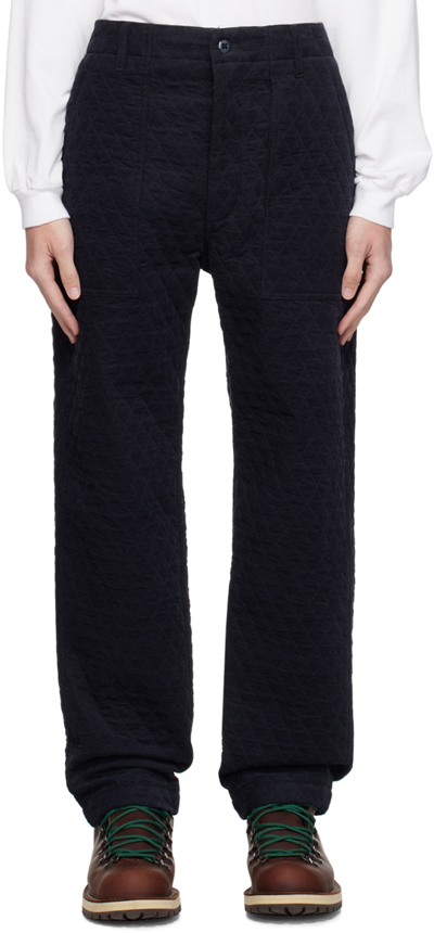 Shop Engineered Garments Navy Fatigue Trousers In Sd019 Dk Navy Cp Qui
