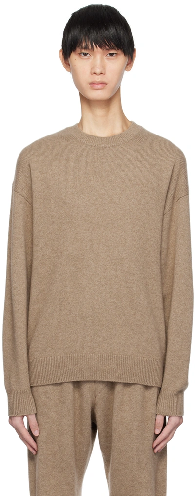 Shop Auralee Brown Crewneck Sweater In 24589301 Natural Bro