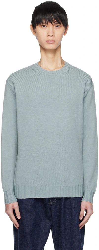 Shop Auralee Blue Washed Sweater In 24589273 Light Blue