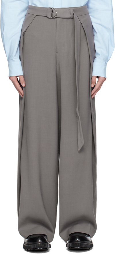 Shop Ami Alexandre Mattiussi Gray Wide-leg Trousers In Mineral Grey/087