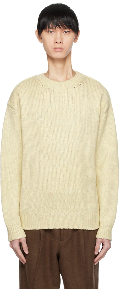 Shop Auralee Beige Crewneck Sweater In 24589253 Mix Peach