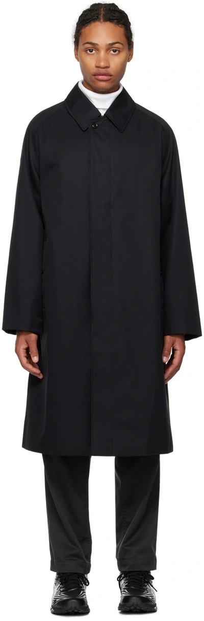 Shop Nanamica Black Balmacaan Coat In K Black