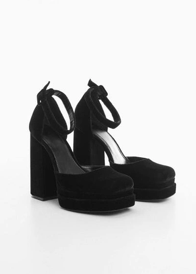 Shop Mango Teen Velvet Heeled Shoes Black