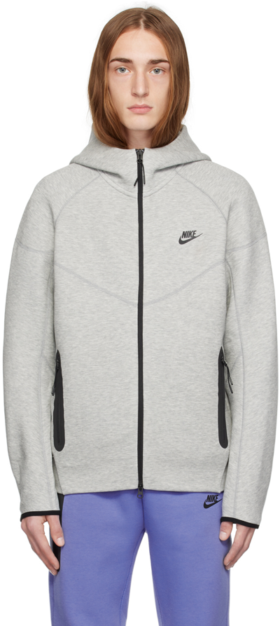 Shop Nike Gray Sportswear Hoodie In Dk Grey Heather/blac
