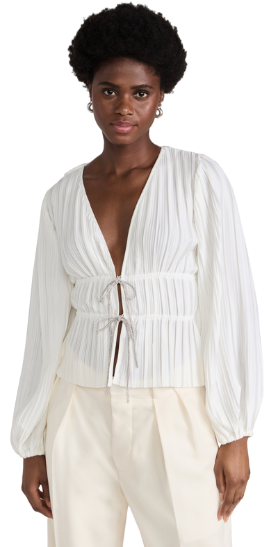 Shop Wayf Tie Front Blouse Ivory