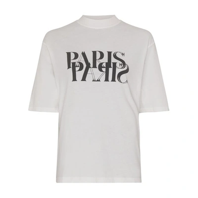 Shop Anine Bing Avi Tee Paris T-shirt In Ivory