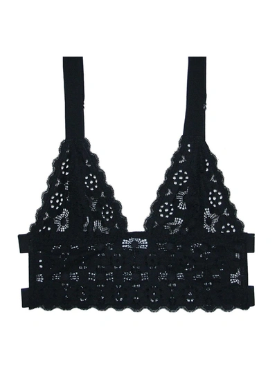 Shop Fleur Du Mal Crochet Lace Longline Triangle Bra In Black