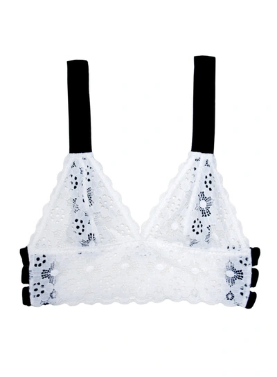 Shop Fleur Du Mal Crochet Lace Longline Triangle Bra In White