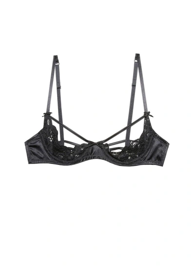 Shop Fleur Du Mal Charlotte Peekaboo Bra In Black