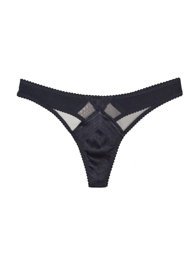 Fleur Du Mal Top Stitch Thong In Black
