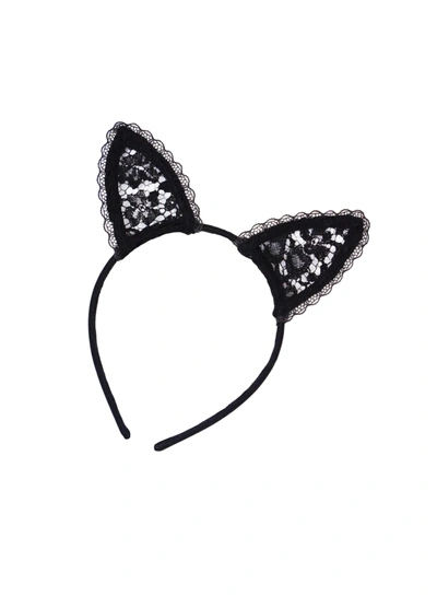 Shop Fleur Du Mal Lace Cat Ears In Black
