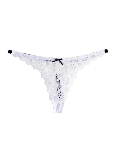 Shop Fleur Du Mal Crochet Lace Slim Thong In White