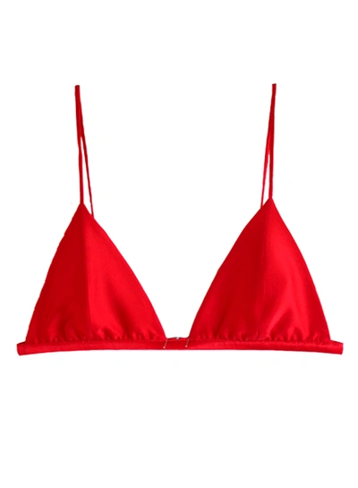 Shop Fleur Du Mal Luxe Triangle Bra In Rouge